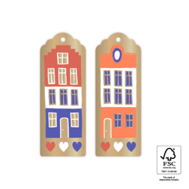 Cadeaulabel | Hollandse huisjes - 8 stuks