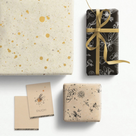 Inpakpapier | Solid ground | Zwart / wit / goud - 3 meter