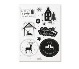 Stickervellen | Kerst | Zwart / wit