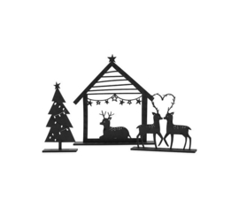 Houten kerstset | Met kerststal, kerstboom en hertjes