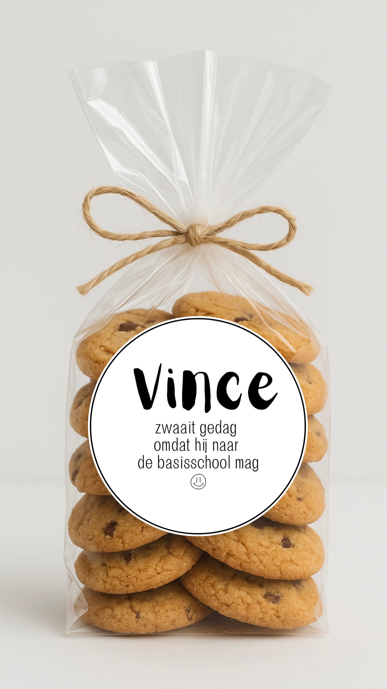 Traktatie sticker | Afscheid met naam | Cool - 10 stuks
