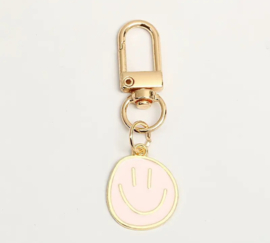 Smiley sleutelhanger | Licht roze