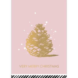 Kaart | Very merry christmas | Roze