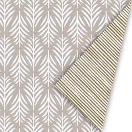 Inpakpapier | Boho | Leaves | Stripes | Goud - 3 meter