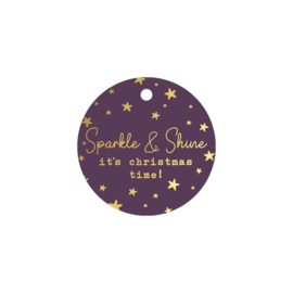 Cadeaulabel | Sparkle & shine it's christmas time! - 5 stuks