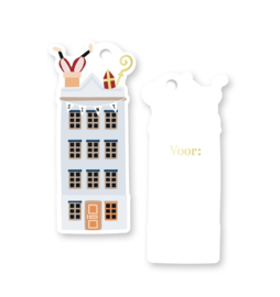 Cadeaulabels | Sint & Piet huisje - 5 stuks
