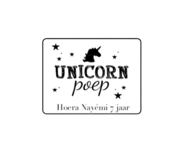 Unicorn poep | Naam & leeftijd stickers | 5 stuks