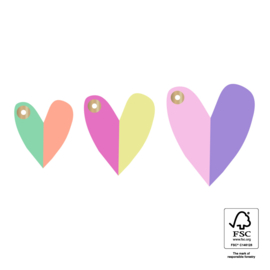 Cadeaulabel | Hartjes duo mix - 3 stuks