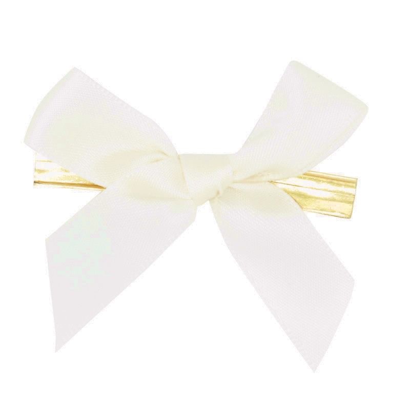 Cadeaudeco | Satijnen strik met clip | Beige - 5 stuks
