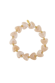 Armband | Ivoor hartjes en gouden details