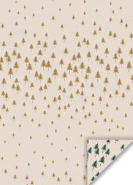 Inpakpapier | Woodland | Nude / goud / groen - 3 meter