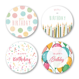 Happy birthday | Mixed kleur - 12 stuks