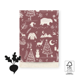 Cadeauzakjes | Kerst vintage | Bietenrood - 5 stuks
