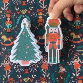 Cadeaulabel | Kerstboom | Nutcracker - 4 stuks