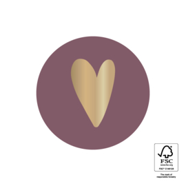 Hartje | Goud / aubergine - 12 stuks
