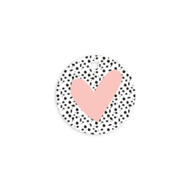 Cadeaulabel | Hartje | Roze | Dots - 3 stuks