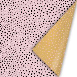 Inpakpapier | Flocks | Roze / goud  - 3 meter