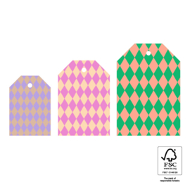 Cadeaulabel | Harlequin duo mix - 3 stuks