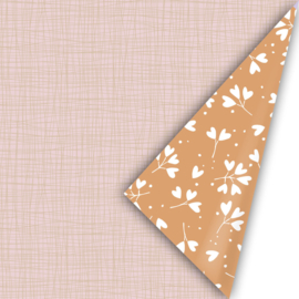 Inpakpapier | Woven | Roze / oker - 3 meter
