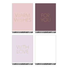 Mini kaart | Warm wishes | Roze