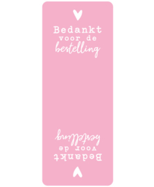 Sluitsticker | Bedankt voor de bestelling | Roze - 10 stuks