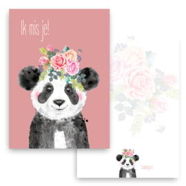 Kaart | Panda | Roze