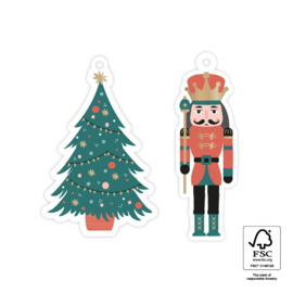 Cadeaulabel | Kerstboom | Nutcracker - 4 stuks