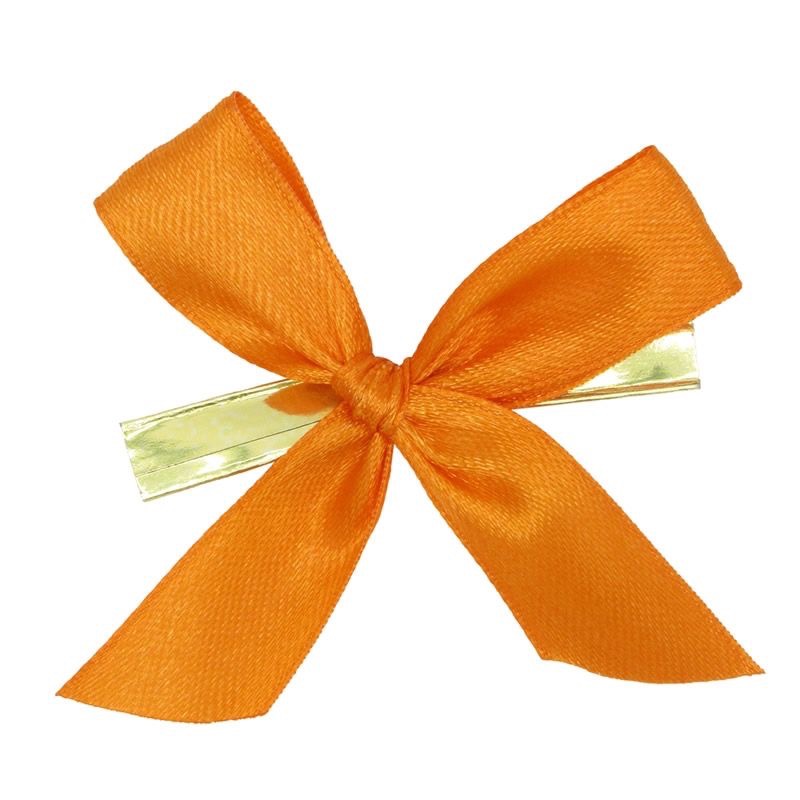 Cadeaudeco | Satijnen strik met clip | Oranje - 5 stuks