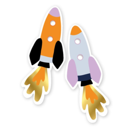 Cadeaulabel | Galaxy | Raket - 5 stuks