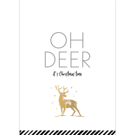 Kaart | Oh deer, it's christmas time | Wit