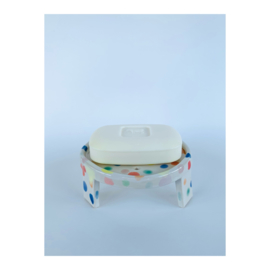 soap dish - round, speckled