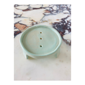 soap dish - round, light green