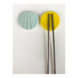 set chopstick holders - light blue and yellow