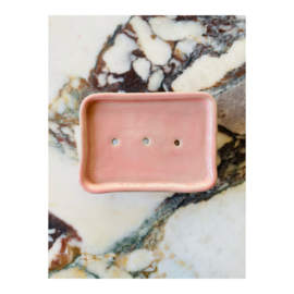 soap dish - rectangle, light pink