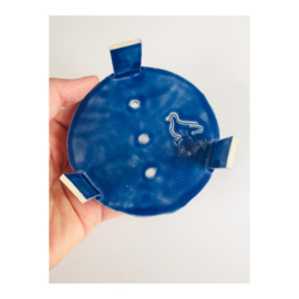 soap dish - round, dark blue