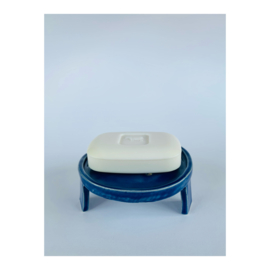 soap dish - round, dark blue