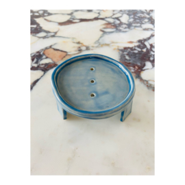soap dish - round, blue
