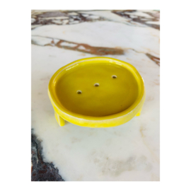 soap dish - round, yellow