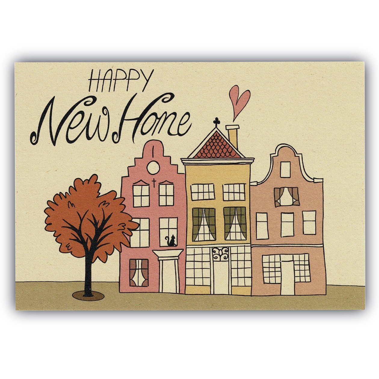 Setje met 5 kaarten (roze beige)