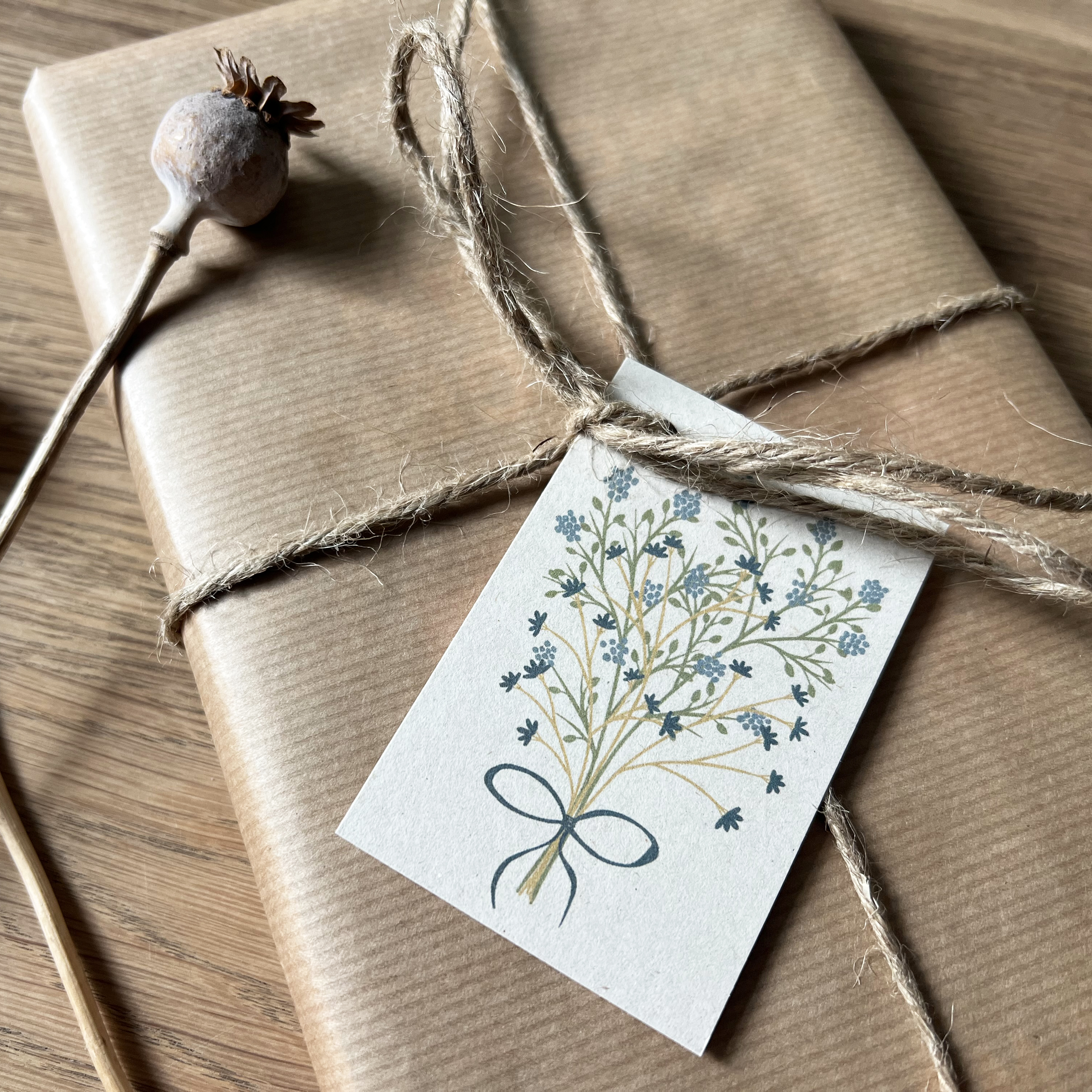 Mini-kaartje bos bloemen (blauw)