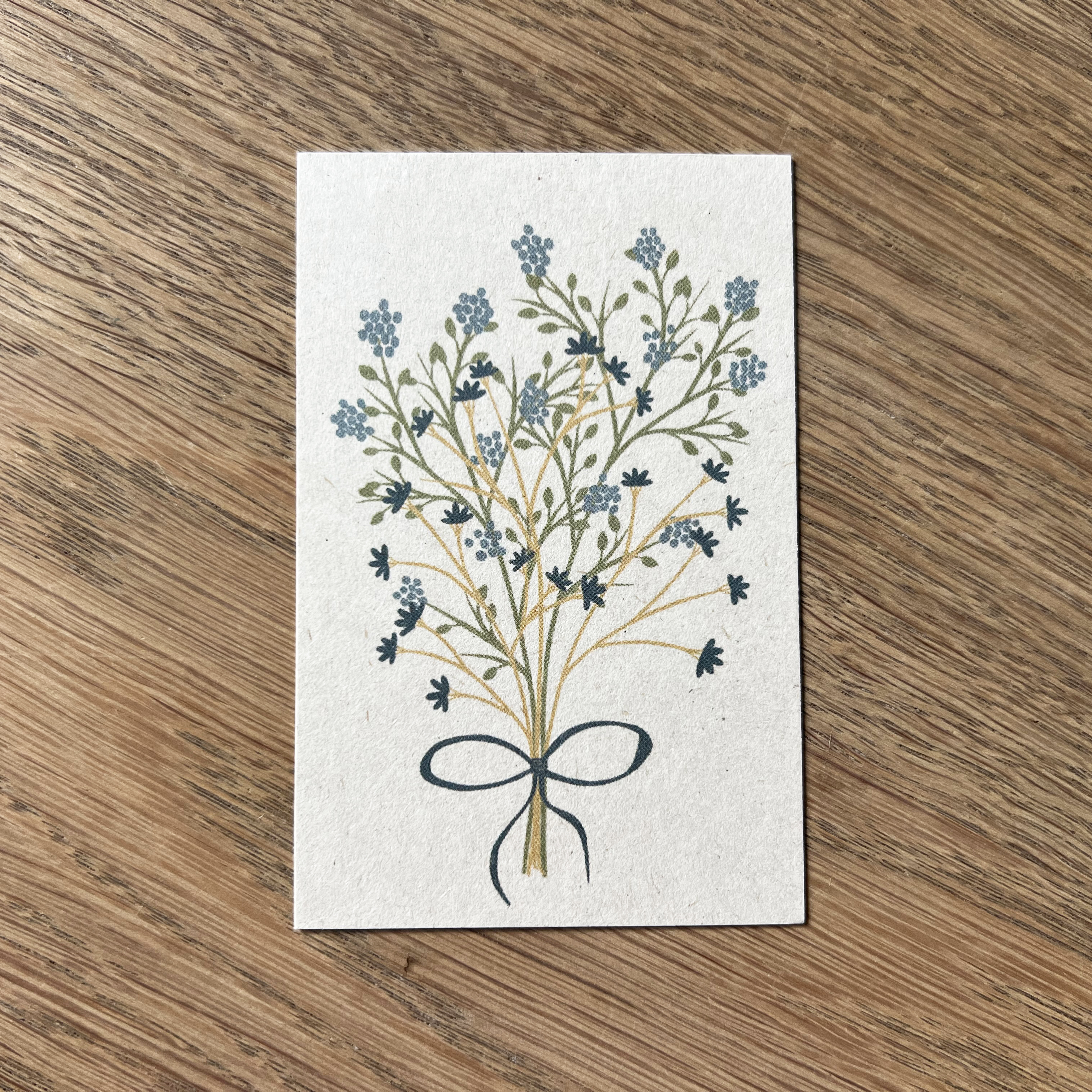 Mini-kaartje bos bloemen (blauw)