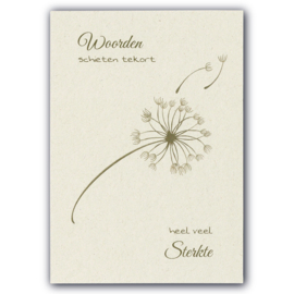 Ansichtkaart Woorden schieten tekort (paardenbloem)