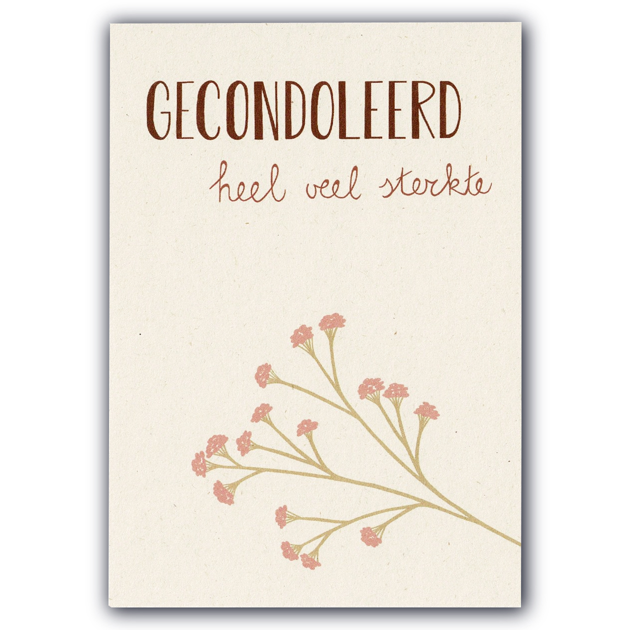 Ansichtkaart Gecondoleerd (tak met roze bloemetjes)