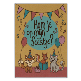 Setje met 8 uitnodigingen (dierenfeestje)