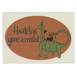 Ansichtkaart hartelijk gefeliciteerd Dino