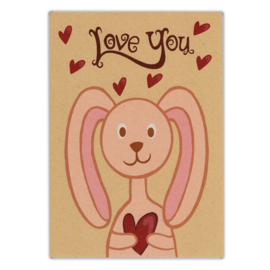 Ansichtkaart Love You (konijn)