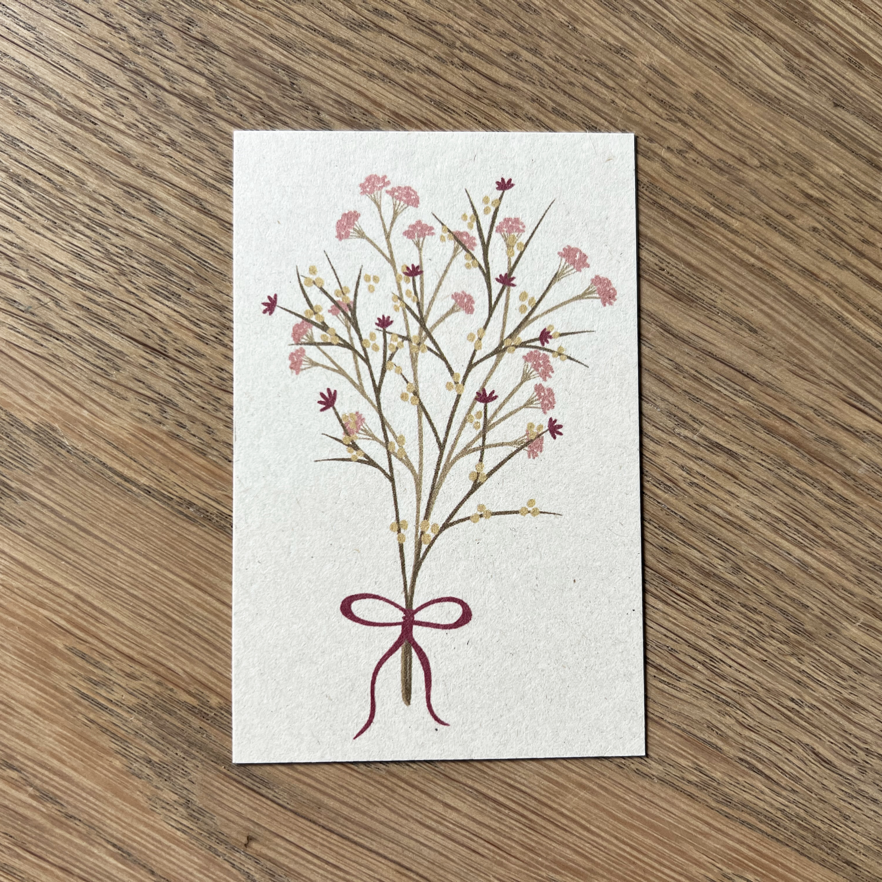 Mini-kaartje bos bloemen (roze)