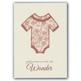Ansichtkaart Geboorte Romper Roze