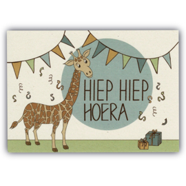 Ansichtkaart HIEP HIEP HOERA (Giraf)