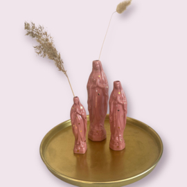 Maria vaasje gouden hartjes  oud roze